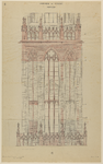 217432 Aanzicht van de westgevel van het tweede vierkant van de Domtoren te Utrecht. (ingekleurde en van enkele ...